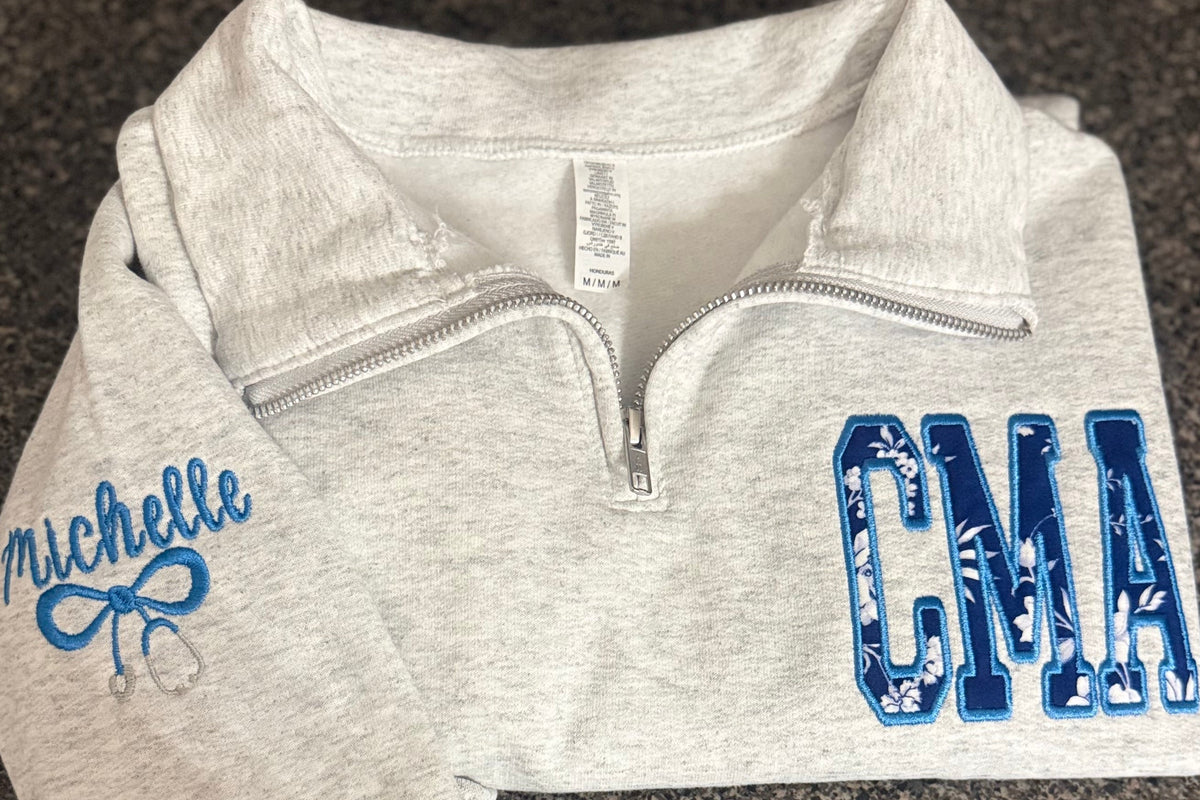 Personalized Satin Stitch Appliqué Quarter Zip