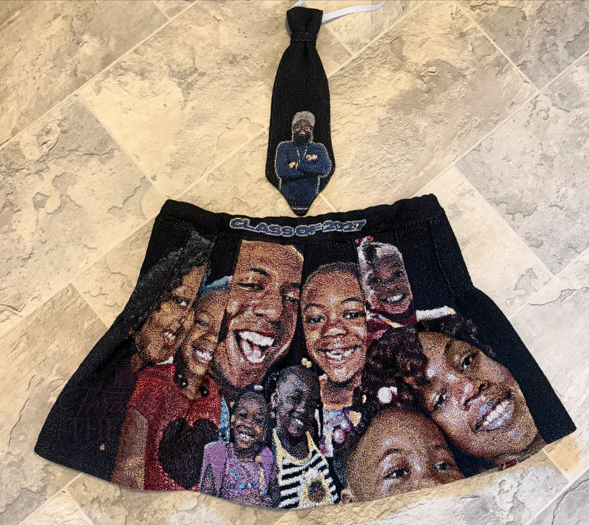 Custom Tapestry Tie Top & Pleated Skirt Set