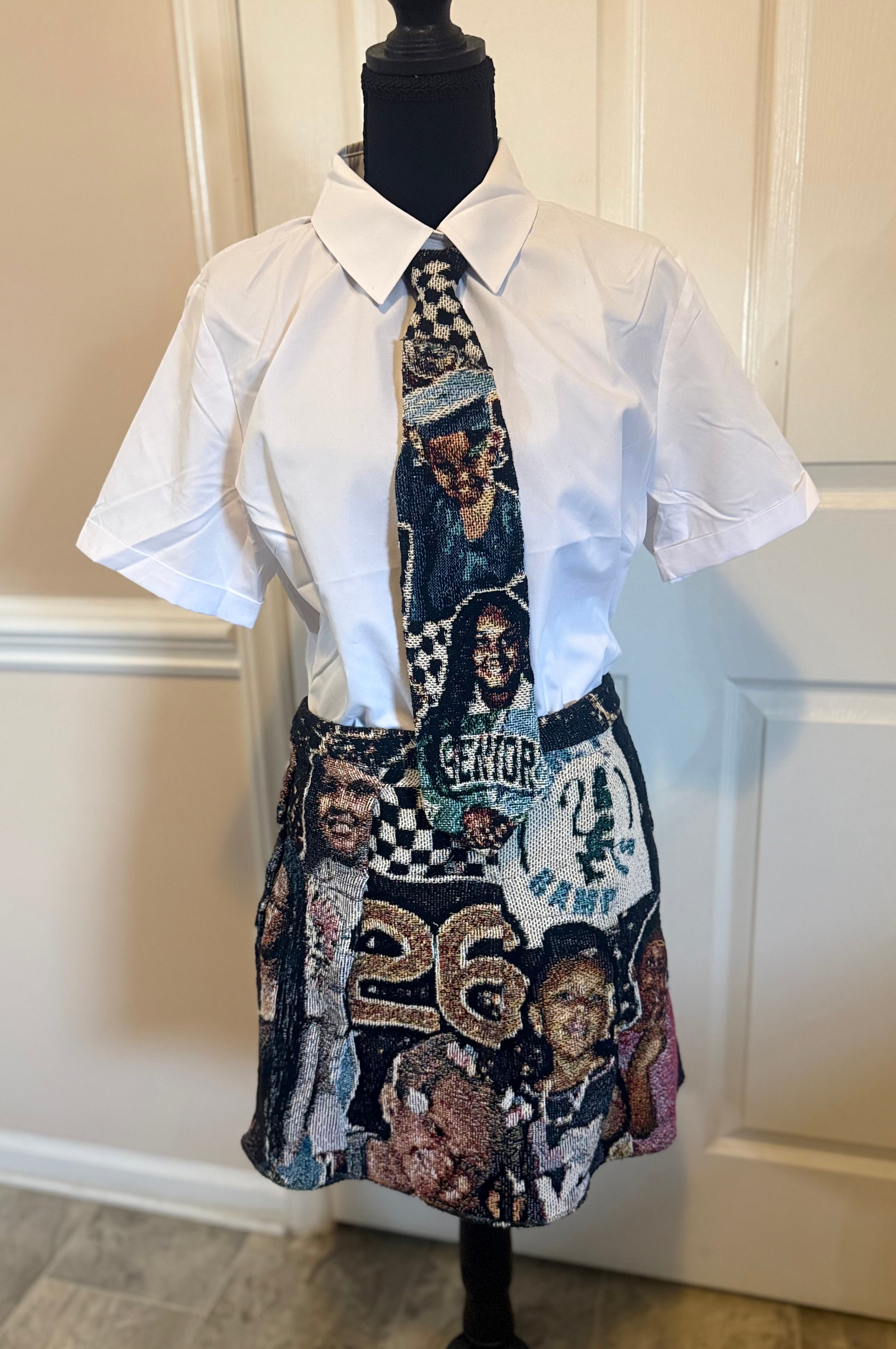 Custom Tapestry Tie Top & Pleated Skirt Set