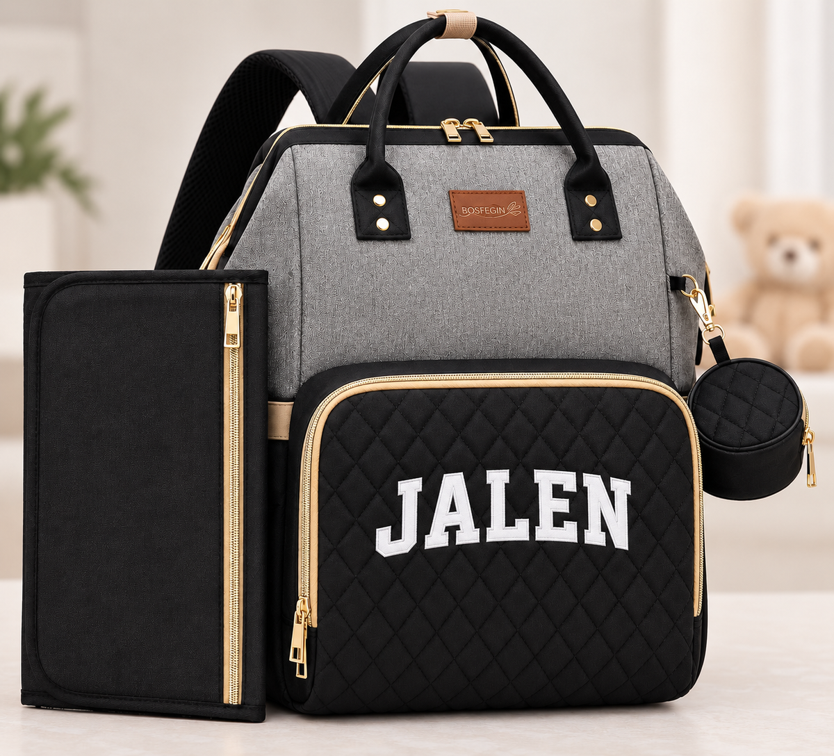 Personalized Waterproof Diaper Bag | Custom Embroidered Baby Bag