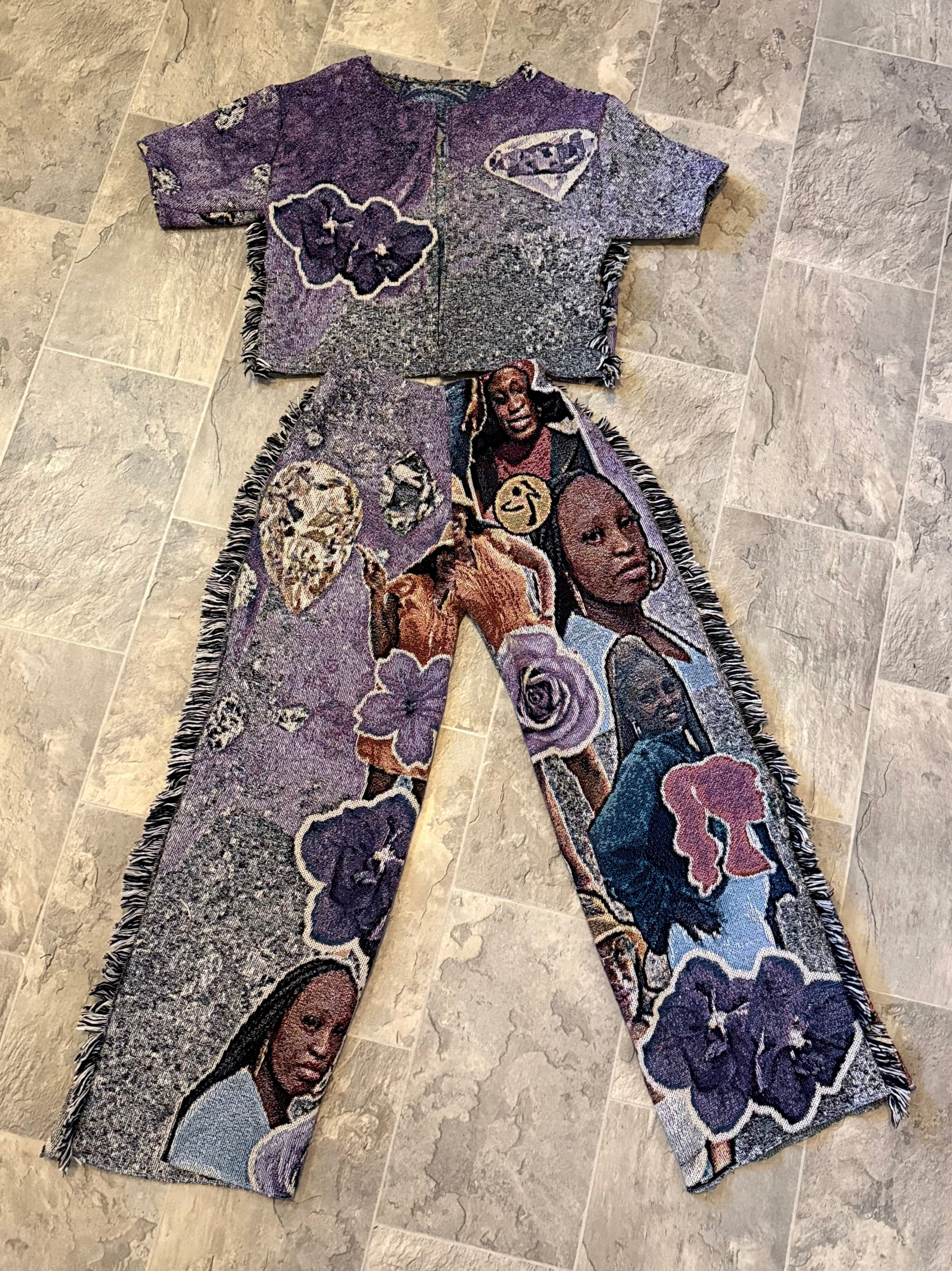 Custom Tapestry 2-Piece Outfit – Fringe Pants & Jacket Set