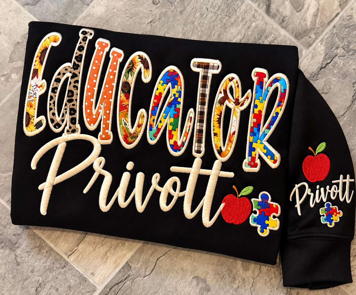Custom Profession Sweatshirt | Personalized Appliqué & Embroidery