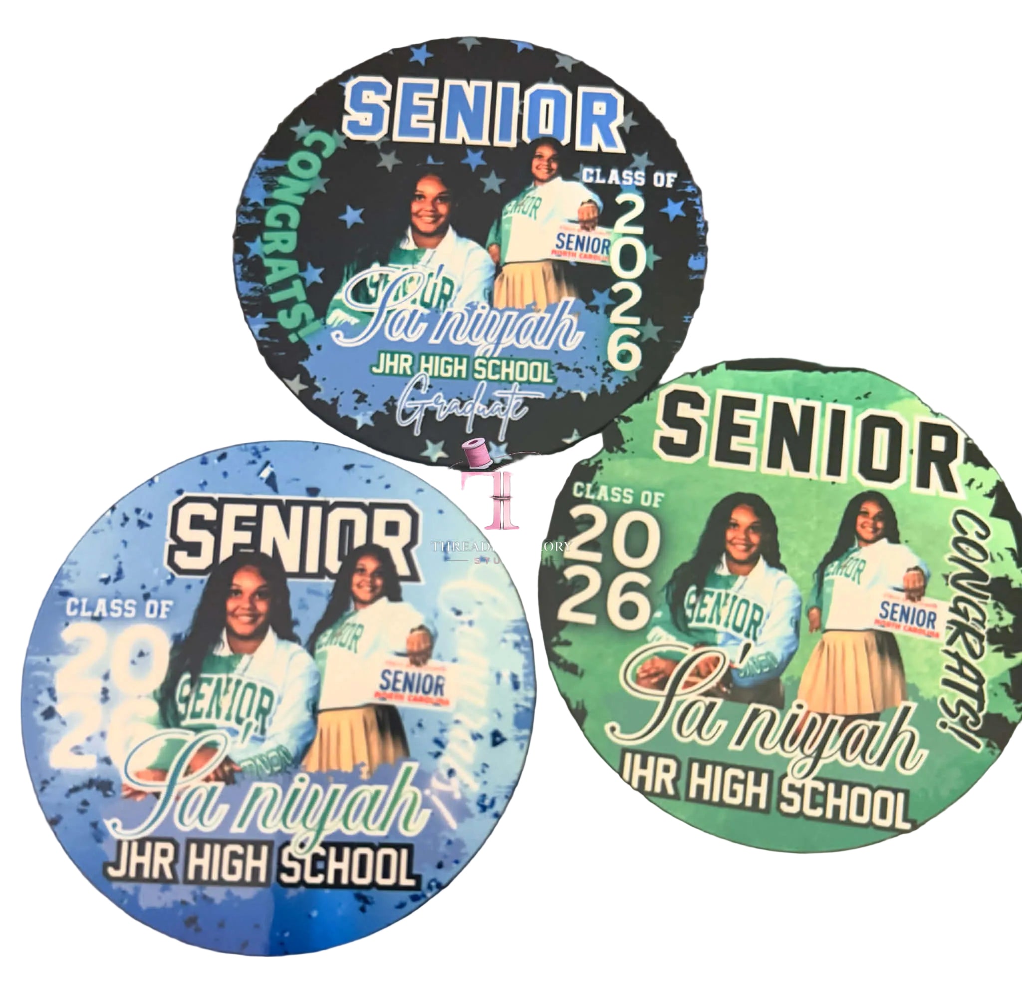 Custom Photo Memorial & Graduation Pins | Personalized Photo Buttons