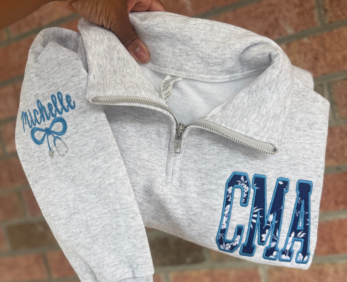 Personalized Satin Stitch Appliqué Quarter Zip