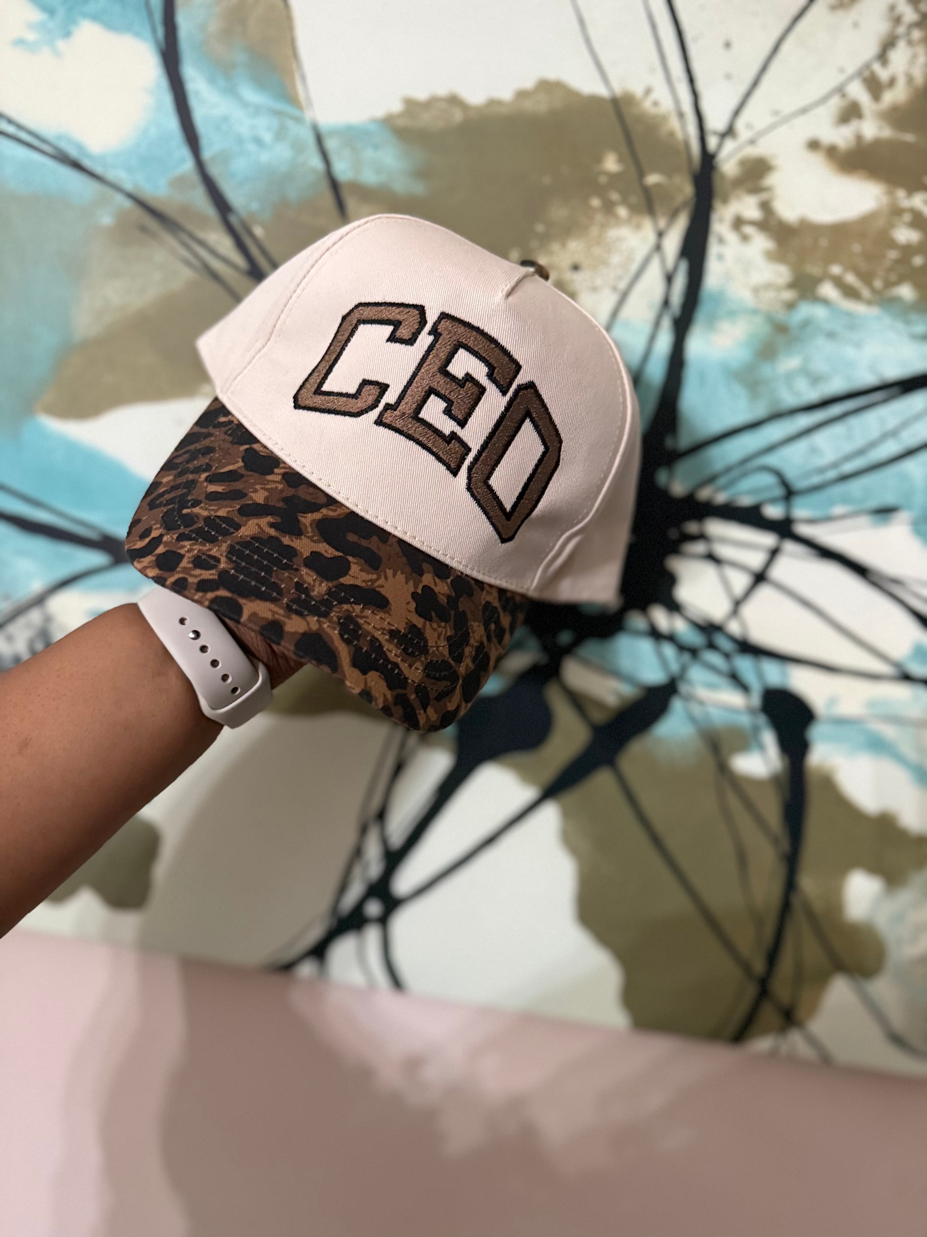 Custom Varsity Embroidered Leopard Hat