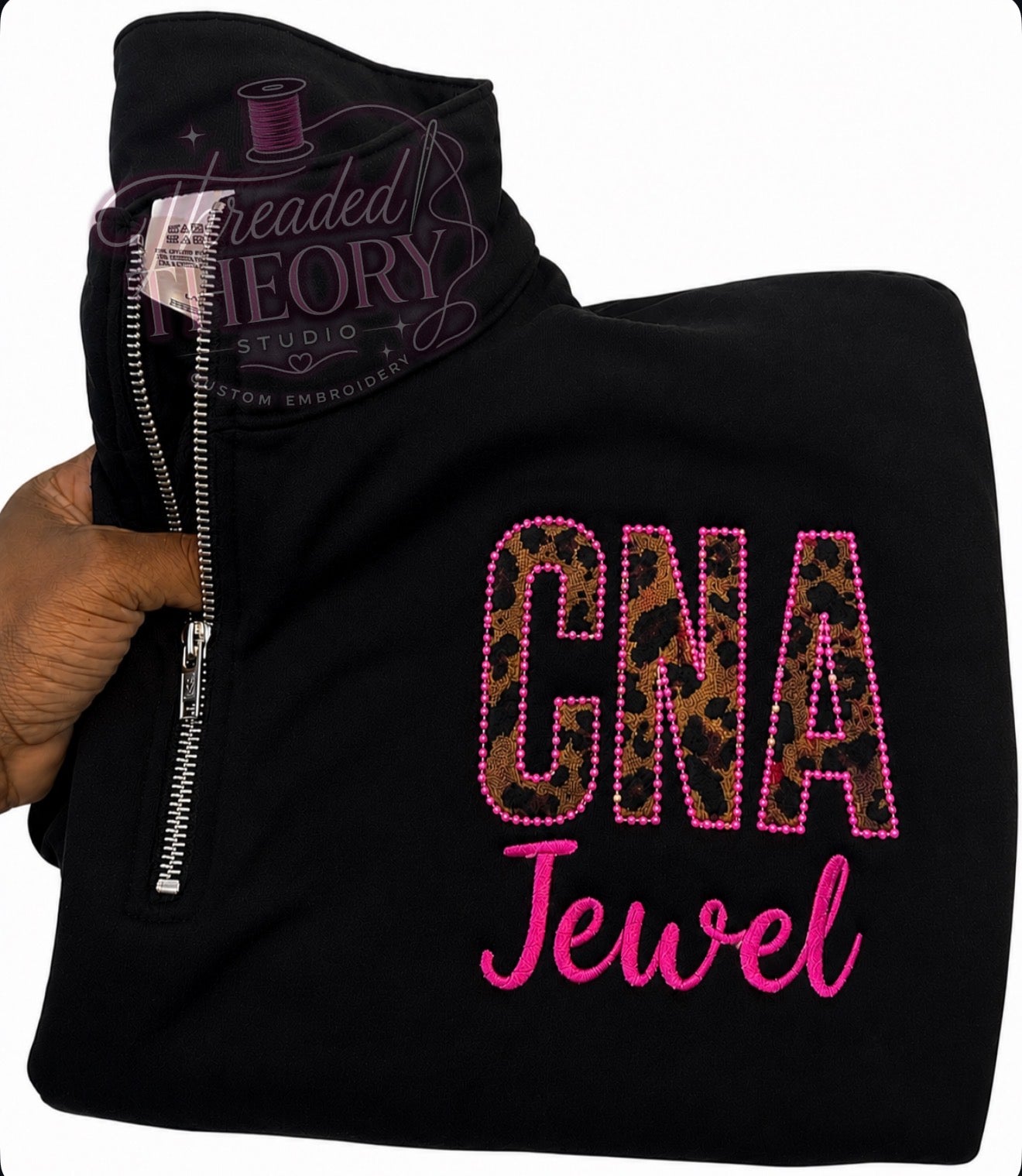 Personalized Leopard Print Quarter Zip