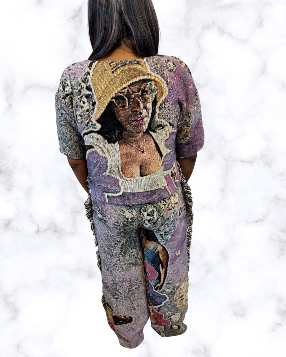 Custom Tapestry 2-Piece Outfit – Fringe Pants & Jacket Set