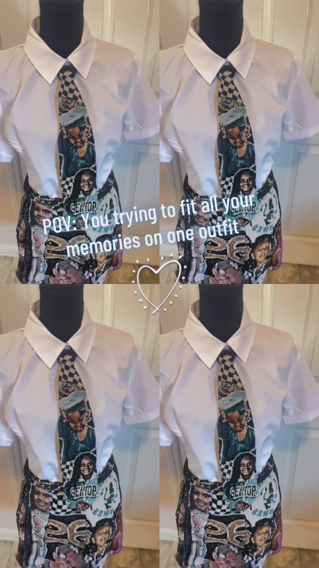Custom Tapestry Tie Top & Pleated Skirt Set